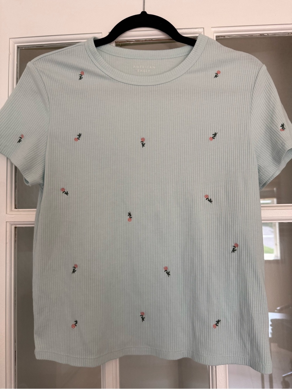 American Eagle Light Blue Ribbed Tee